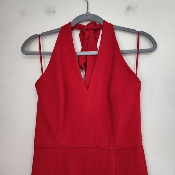 Dress the Population Rouge Shiloh Red Halter Gown Dress Event Party Prom - Picture 6 of 14